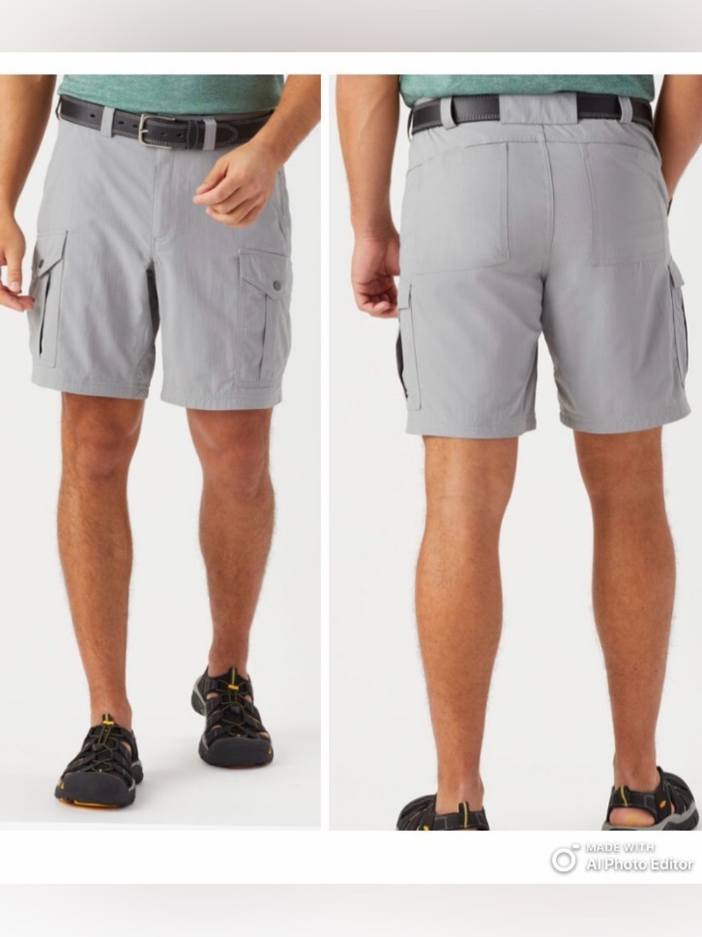 Duluth Trading Armachillo Cooling Relaxed Fit 9" Cargo Shorts Mens 44 Gray